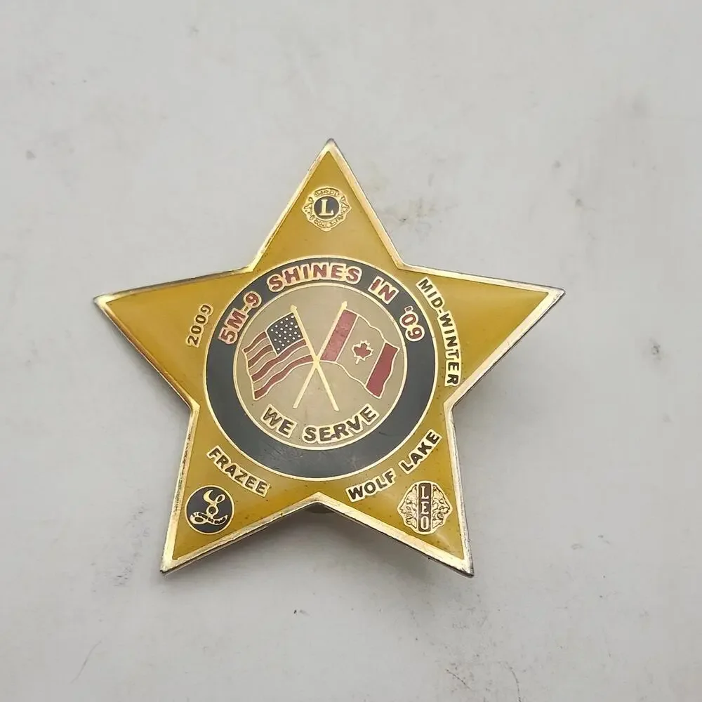2009 Lions Club 5M-9 Mid-Winter Frazee Wolf Lake USA Canada Star Double Post Pin